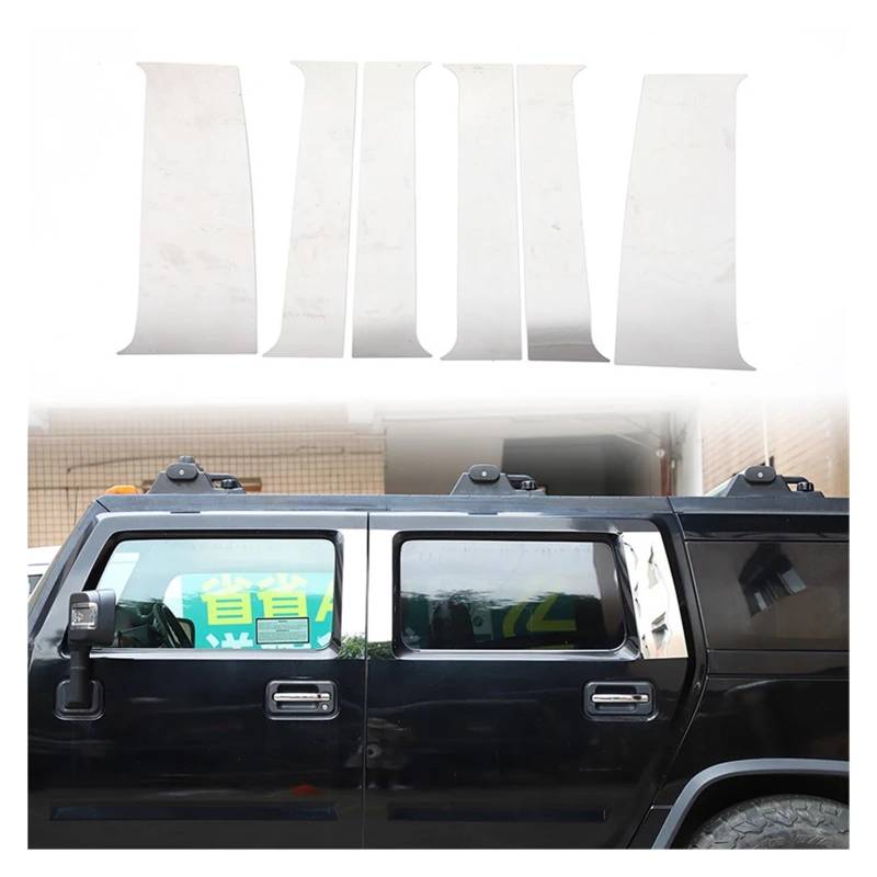 VFEBTSD Kompatibel mit Hummer H2 2003-2009. Fensterverkleidung aus rostfreiem Stahl, Mittelsäulen-Patch, Silberne Zierleiste, helle Leiste, Autozubehör von VFEBTSD