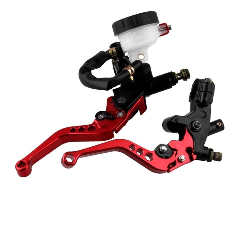 Kupplung Bremshebel 2 Stücke 22mm Universal Red Motorrad Lenker Hauptbremszylinder Hebel Griff Hydraulische Bremspumpe Kupplung CNC Einstellbare Handhebel von VFHERCD