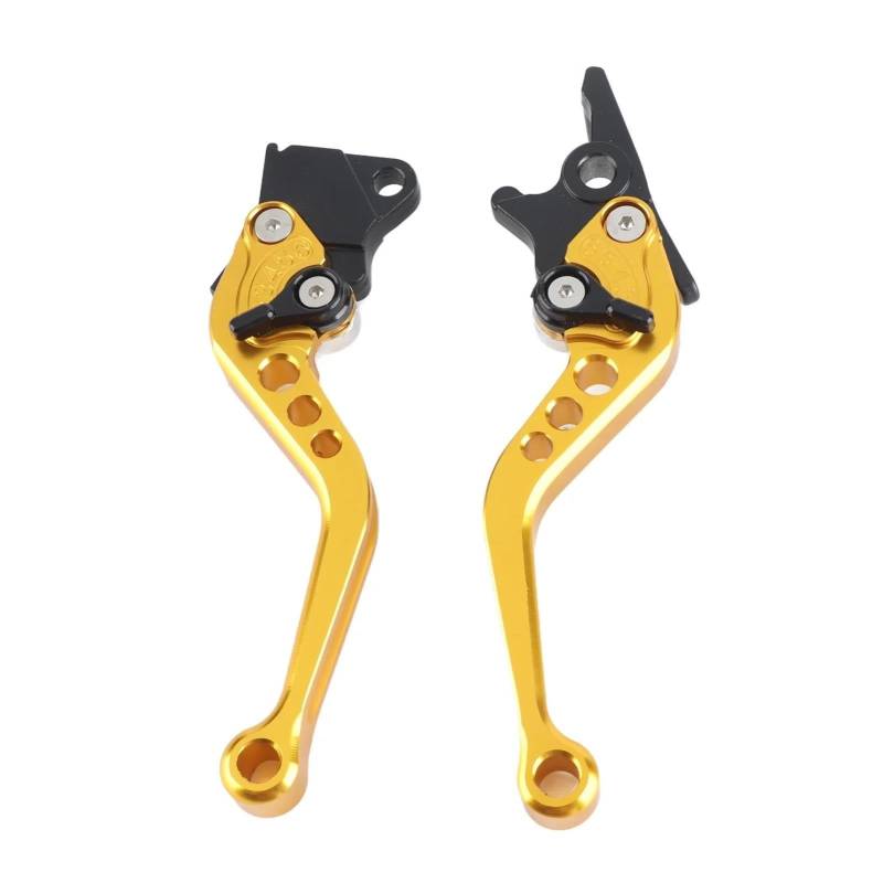 Kupplung Bremshebel 2Pcs Motorrad Kupplung Brems Griff Trommel Hebel Modifizierte Horn Einstellbare Hand Hebel Motorrad Zubehör Aluminium Legierung(Yellow) von VFHERCD