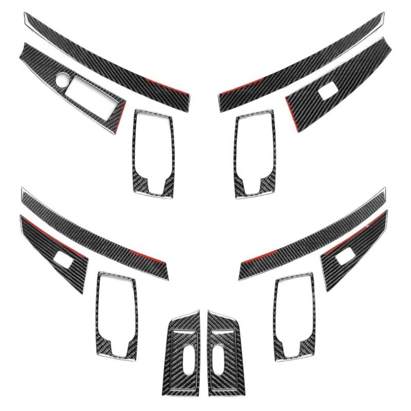 VFKJGNcgfb Türinnengriff, Fensterheber-Bedienfeld, passend for BMW 5er E60 2004–2007, Carbonfaser-Aufkleber zur Innendekoration des Autos(Black B) von VFKJGNcgfb
