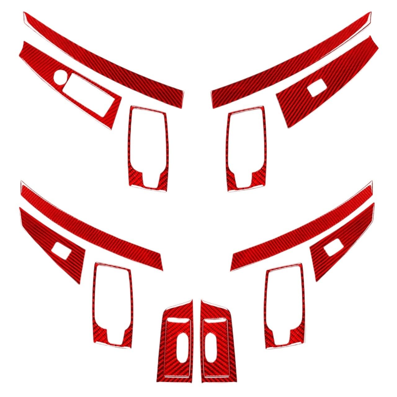 VFKJGNcgfb Türinnengriff, Fensterheber-Bedienfeld, passend for BMW 5er E60 2004–2007, Carbonfaser-Aufkleber zur Innendekoration des Autos(Red LHD) von VFKJGNcgfb
