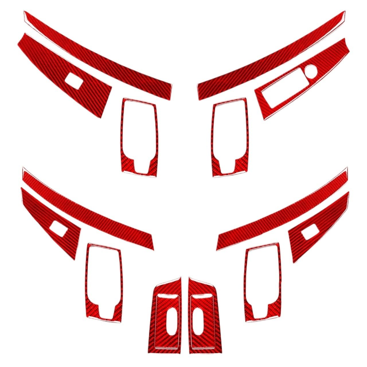 VFKJGNcgfb Türinnengriff, Fensterheber-Bedienfeld, passend for BMW 5er E60 2004–2007, Carbonfaser-Aufkleber zur Innendekoration des Autos(Red RHD) von VFKJGNcgfb