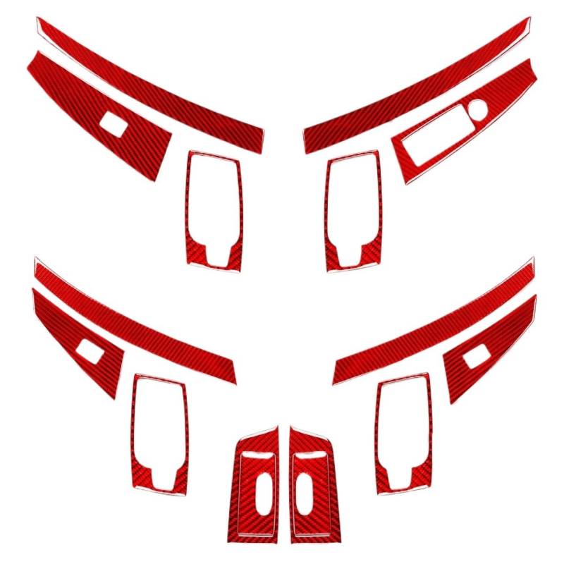 VFKJGNcgfb Türinnengriff, Fensterheber-Bedienfeld, passend for BMW 5er E60 2004–2007, Carbonfaser-Aufkleber zur Innendekoration des Autos(Red RHD) von VFKJGNcgfb