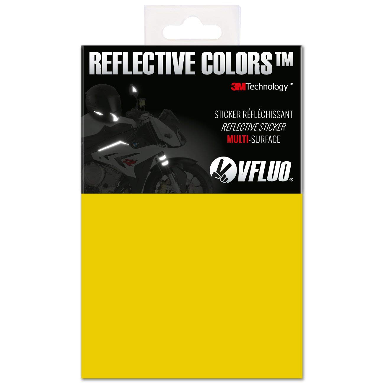 VFLUO 3M Reflective Colors™, Universal DIY Kit, reflektierende Aufkleber für Motorradhelme, Motorrad, Fahrrad, 3M Technology™, 10 x 15 cm Reflektoren Blatt, Zitronengelb von VFLUO