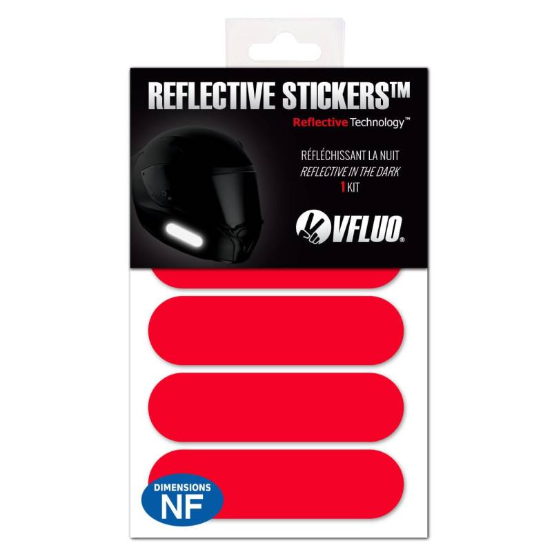 VFLUO - Kit 4 Streifen Rot Reflektierende Aufkleber für Motorradhelm - zugelassen für FR-Maße - Hohe Qualität und Sichtbarkeit, 3M™-Technology – diskret und Design – maximaler Halt von VFLUO