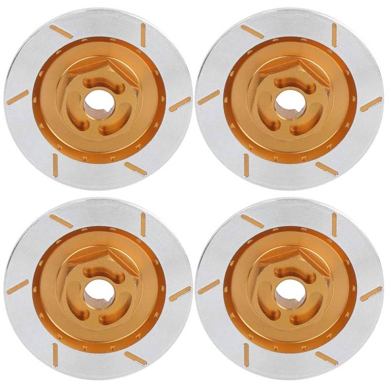 4-Teilige Bremsscheibe, Aluminiumlegierung Simulierte Bremsscheibe Scheibenrotor Bremsscheibe Antriebsnabe Passend Für Hsp 94123 1:10 Rc Car(Gold) Auto-Modelle von VGEBY