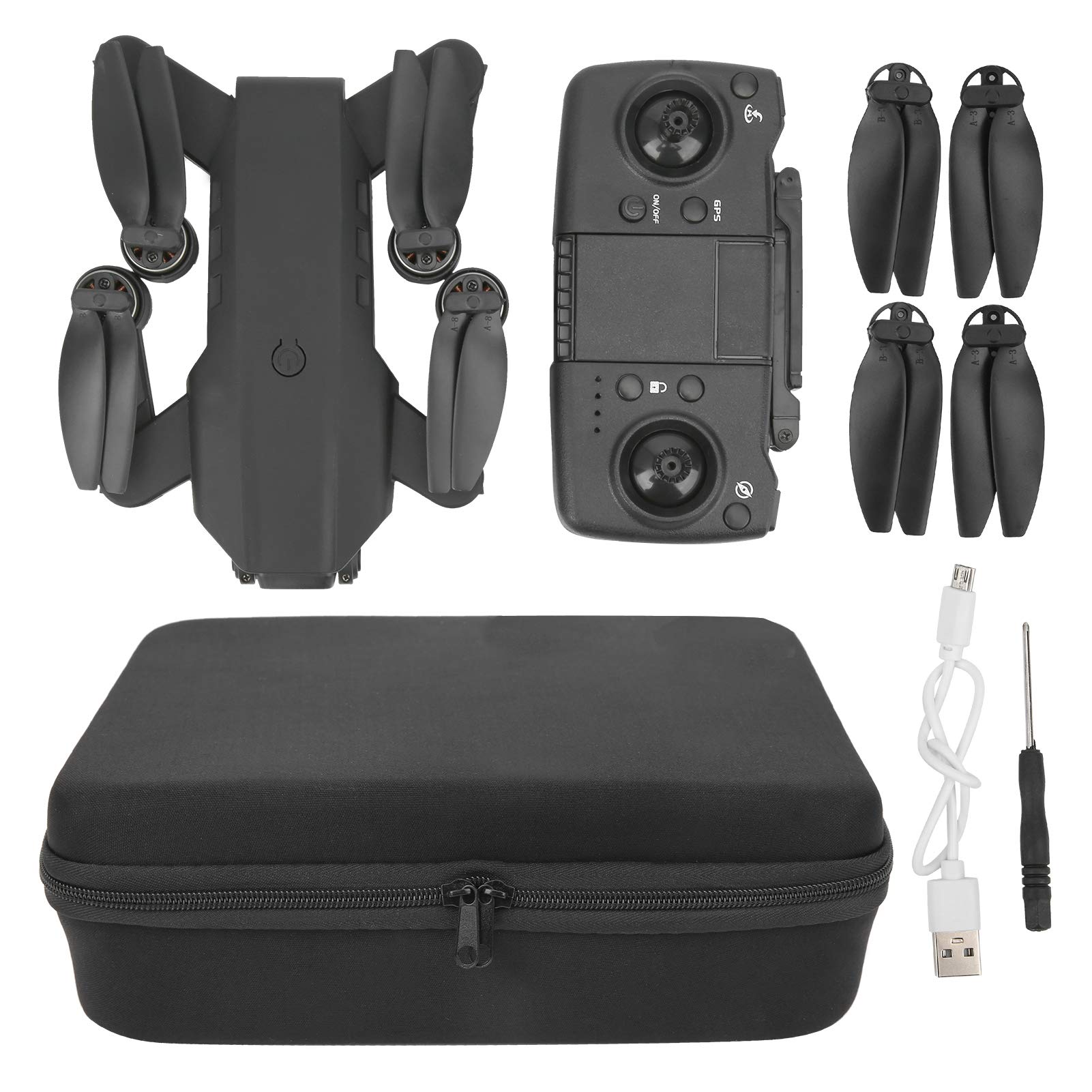 VGEBY GPS-Drohne, 5G WiFi-Fernbedienungsdrohne GPS 4K 120° Weitwinkelobjektiv High Definition Faltbarer Quadcopter für Einsteiger in Schwarz von VGEBY