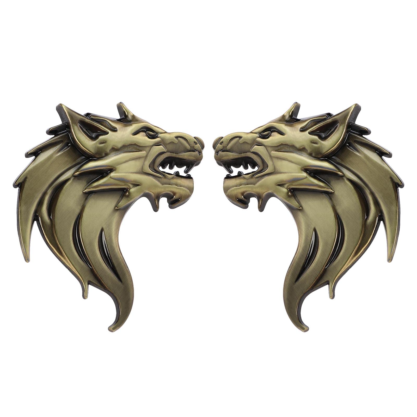 VGOL 1 Paar Wolfskopf 3D Metall Aufkleber Abziehbilder Wolf Emblem Reflektierende Abzeichen Dekoration für Motorrad Auto Windschutzscheibe Bronze von VGOL