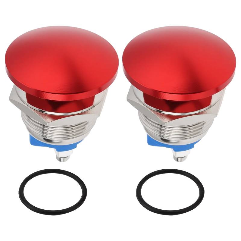 VGOL 2 PCs 19MM Selbst Reset Metall Push Button Switch Wasserdicht Start-Taste AC/DC 12V-250V Rot von VGOL