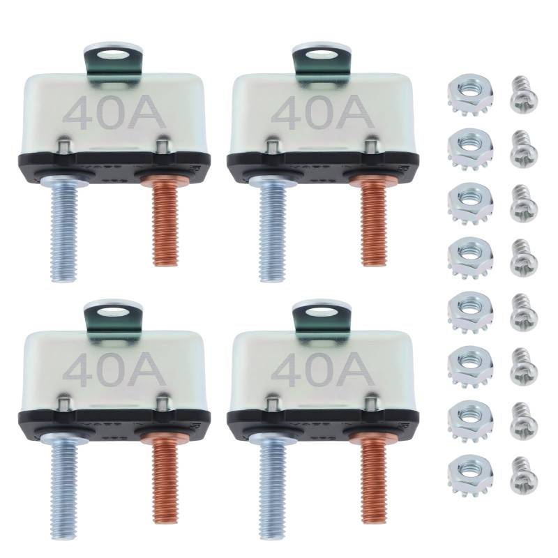 VGOL 4 Stück 40A Leistungsschalter mit Automatischer Rückstellung DC 6 V – 50 V AC 125 – 250 V für Automobile Wohnmobile mit Wasserdichter Abdeckung von VGOL