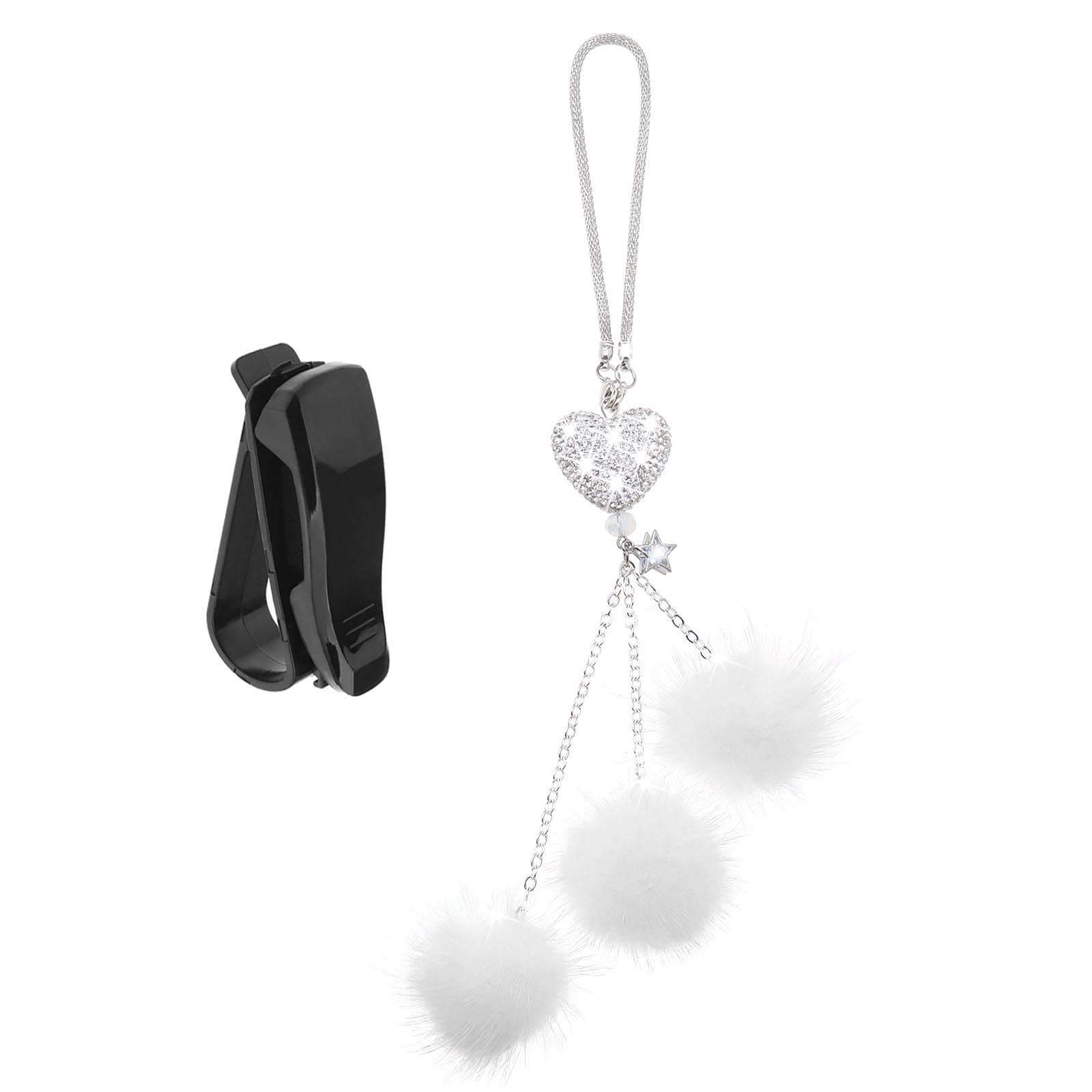 VGOL Bling Auto Spiegel Zubehör für Frauen Weiß Auto Hängende Zubehör mit Herz Muster mit Schwarz Brille Clip Auto Rückspiegel Ornament Zubehör VGOL Bling Auto Spiegel Zubehör für Frauen Weiß Auto Hängende Zubehör mit Herz Muster mit Schwarz Brille Clip Auto Rückspiegel Ornament Zubehör von VGOL