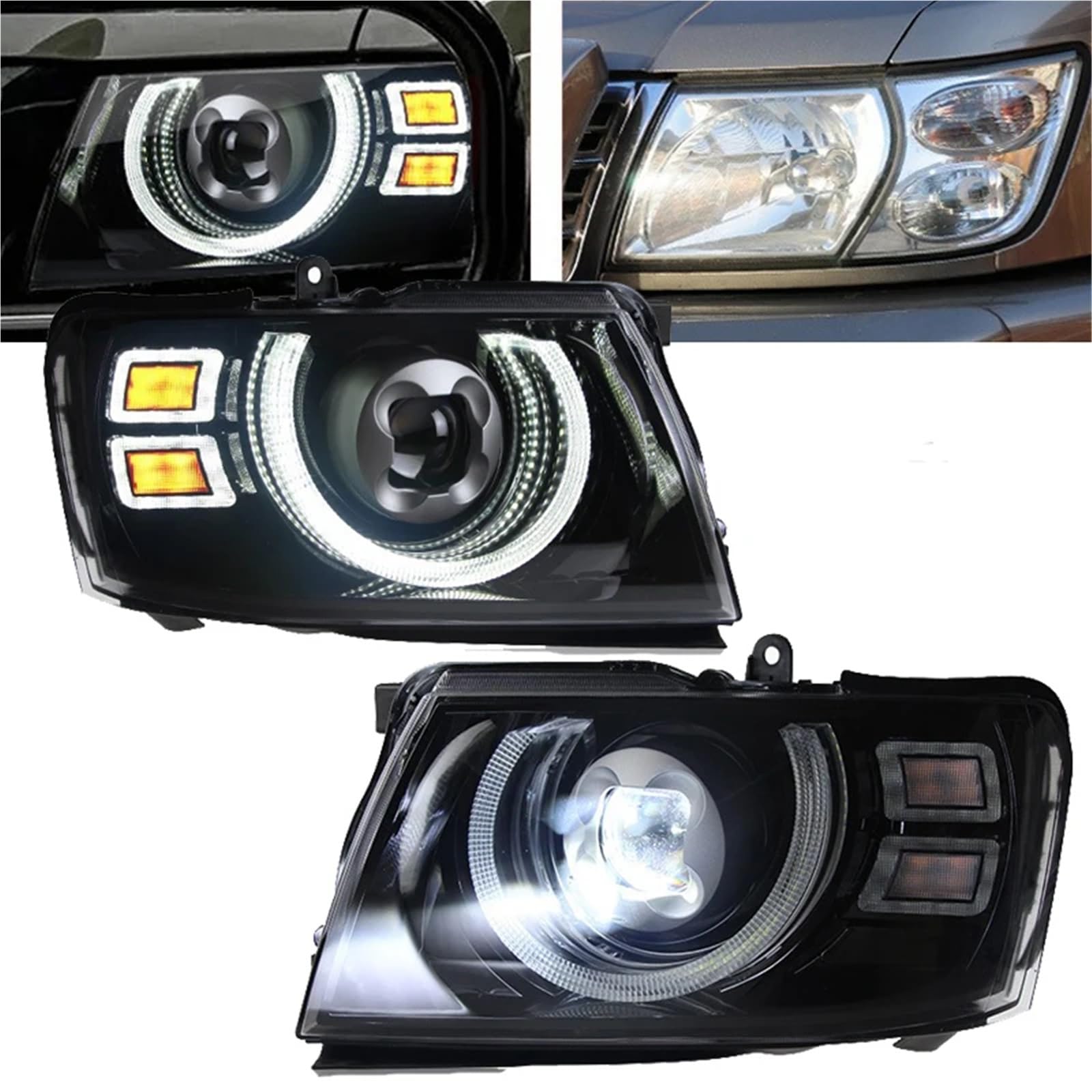 VHRMZJYCN 2 STÜCKE LED-Scheinwerferbaugruppe Kompatibel mit Nissan Patrol Y61 2005-2022 Zubehör Modifizierte LED-Front-Tagfahrlicht-Bernstein-Blinker VHRMZJYCN 2 STÜCKE LED-Scheinwerferbaugruppe Kompatibel mit Nissan Patrol Y61 2005-2022 Zubehör Modifizierte LED-Front-Tagfahrlicht-Bernstein-Blinker von VHRMZJYCN