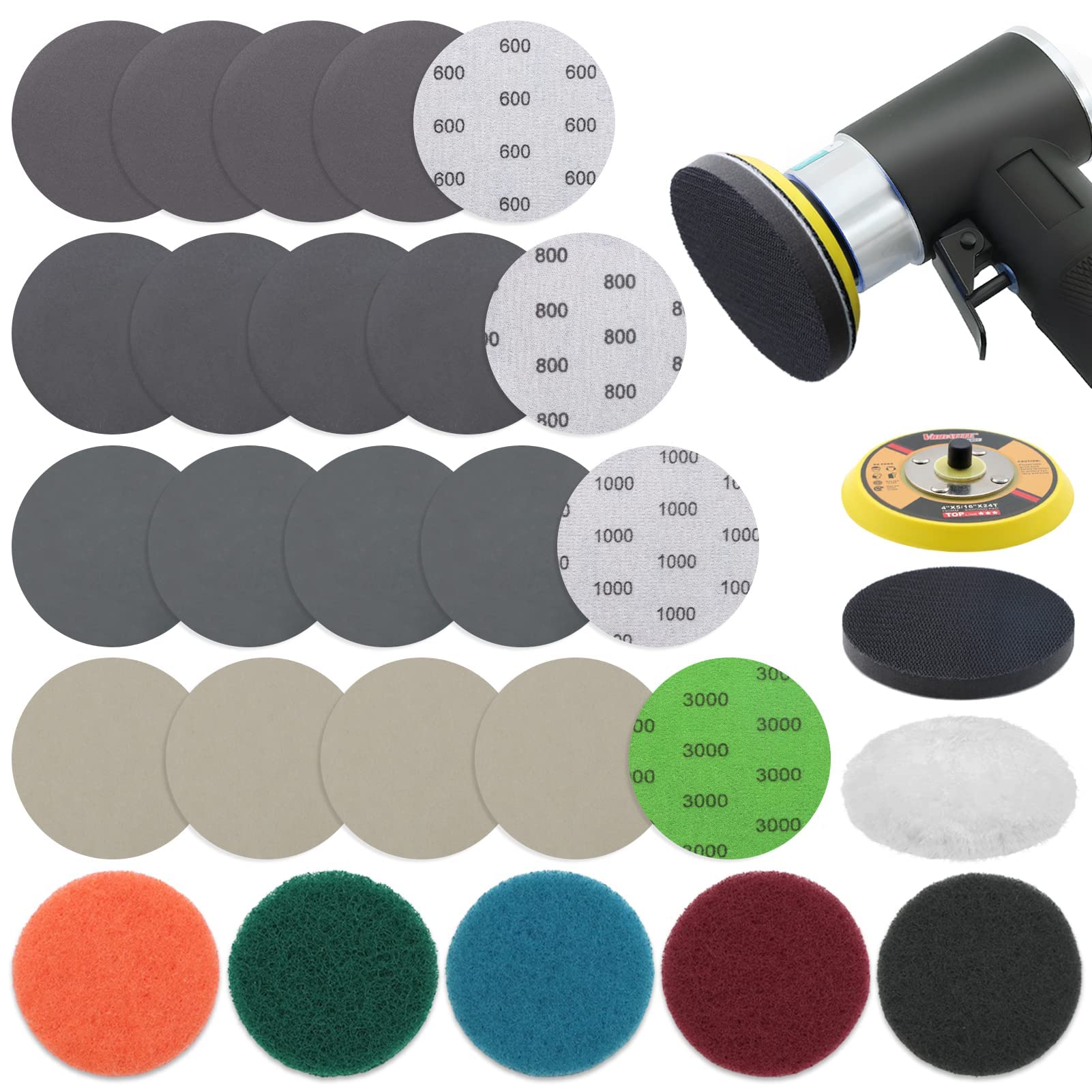 VIBRATITE 28PCS Scheinwerfer Restaurations Set, Polier Kit zur Wiederherstellung Stumpfer Verblasster Scheinwerfer,DIY Headlight Restoration Kit mit Schleifpapier,Polierschwamm, Schleifvlies von VIBRATITE