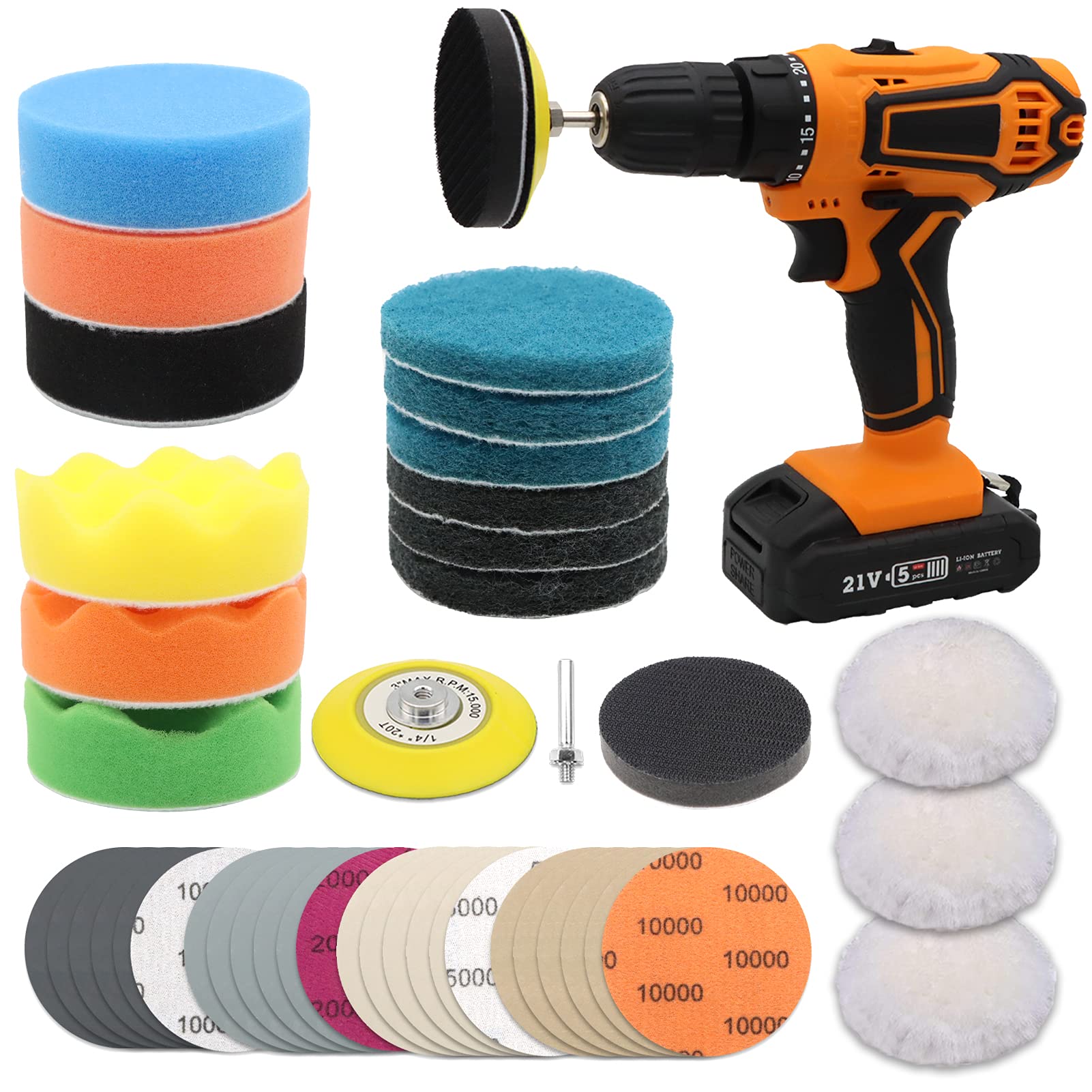 VIBRATITE 41PCS Scheinwerfer Restaurations Set, Polier Kit zur Wiederherstellung Stumpfer Verblasster Scheinwerfer,DIY Headlight Restoration Kit mit Schleifpapier,Polierschwamm, Schleifvlies VIBRATITE 41PCS Scheinwerfer Restaurations Set, Polier Kit zur Wiederherstellung Stumpfer Verblasster Scheinwerfer,DIY Headlight Restoration Kit mit Schleifpapier,Polierschwamm, Schleifvlies von VIBRATITE