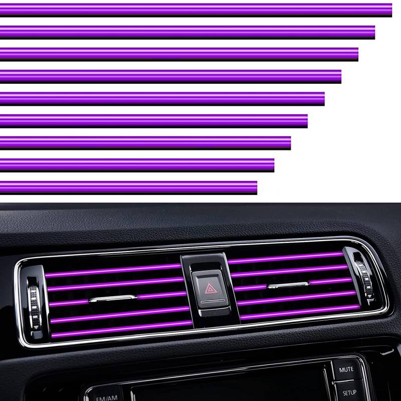 VICDUEKG 10 Stück Auto Lüftungsschlitz Dekoration, 20cm Auto Styling Zierleisten DIY Lüftungsgitter Innenausstattung Streifen, Auto Zubehör Innenraum für die Meisten Lüftungsschlitze (Violett) von VICDUEKG