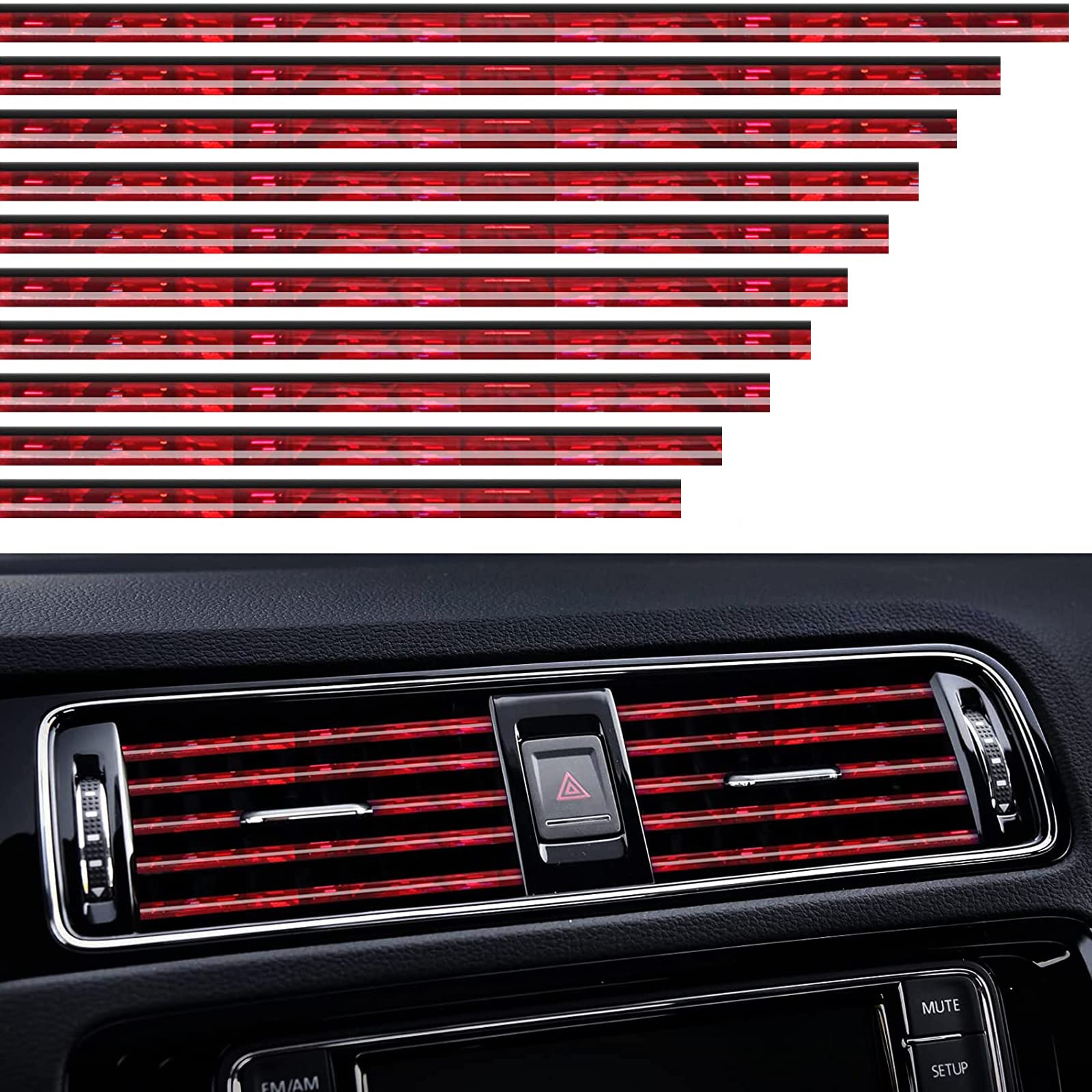 VICDUEKG 10 Stück Auto Lüftungsschlitz Dekoration, 20cm Auto Styling Zierleisten DIY Lüftungsgitter Innenausstattung Streifen, Auto Zubehör Innenraum für die Meisten Lüftungsschlitze (Hellrot) VICDUEKG 10 Stück Auto Lüftungsschlitz Dekoration, 20cm Auto Styling Zierleisten DIY Lüftungsgitter Innenausstattung Streifen, Auto Zubehör Innenraum für die Meisten Lüftungsschlitze (Hellrot) von VICDUEKG