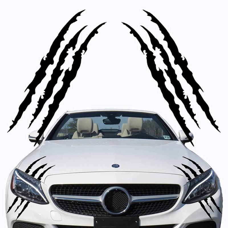 Monster Klaue Aufkleber, 2 Stück Augenbrauen Scheinwerfer Aufkleber Auto Wasserfeste Vinyl Decals Autoaufkleber Dekoration Monster Klaue AutoAufkleber Aesthetic Sticker (Schwarz) von VICDUEKG