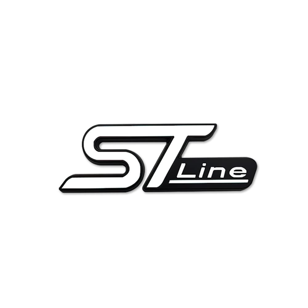VICHEN Auto Metall ST Line Emblem Frontgrill Karosserie Kofferraum Dekoration Aufkleber Aufkleber (schwarz-weißes Emblem), 10 x 3,5 cm von VICHEN
