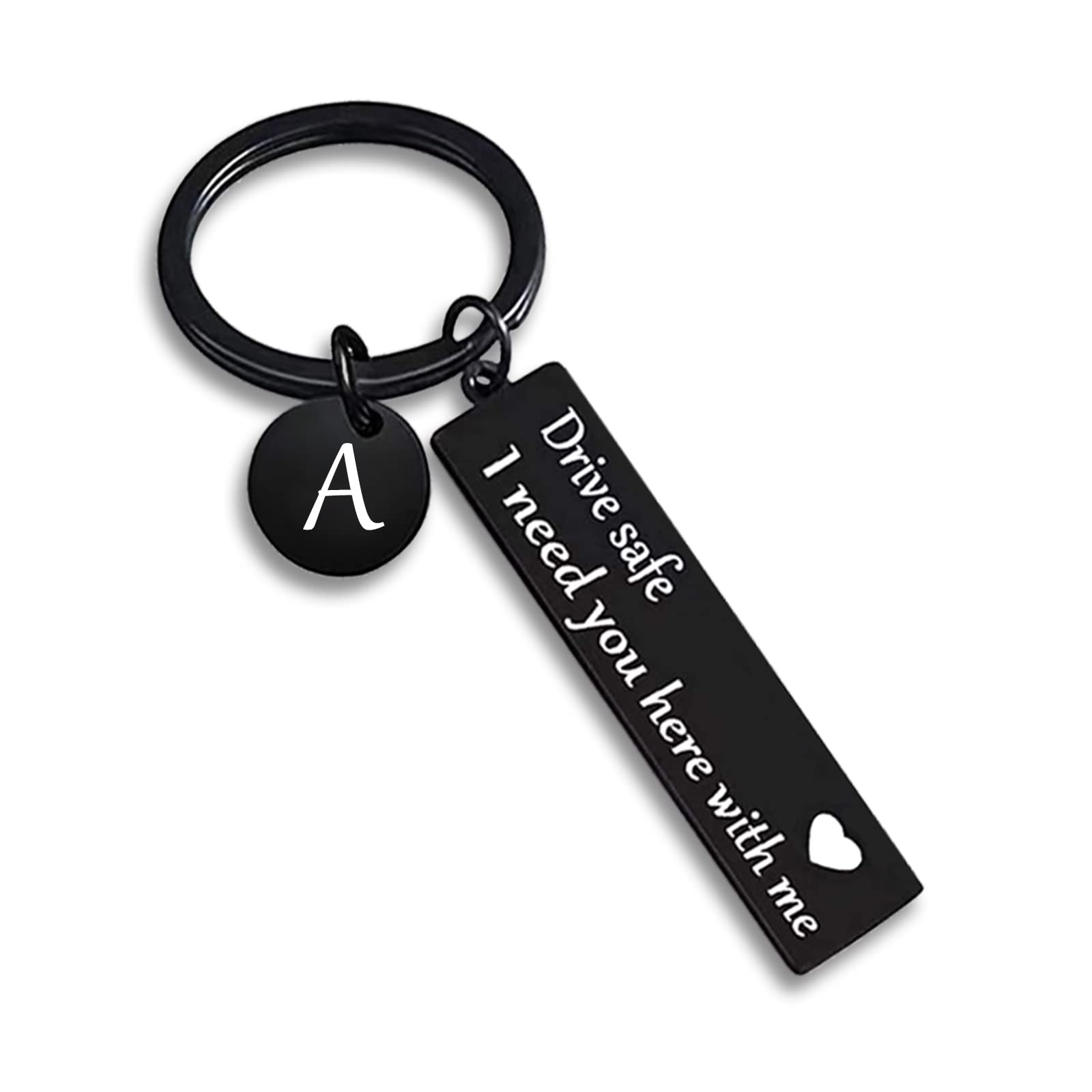 VICKHU Drive Safe Schlüsselanhänger für Freund, 26 Buchstaben, Geschenk für Freund zum Geburtstag, Weihnachten, Valentinstag, Schwarzer Buchstabe A, Security keychain VICKHU Drive Safe Schlüsselanhänger für Freund, 26 Buchstaben, Geschenk für Freund zum Geburtstag, Weihnachten, Valentinstag, Schwarzer Buchstabe A, Security keychain von VICKHU