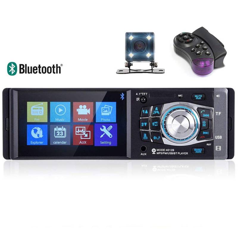 VIGORFLYRUN PARTS LTD 4,1" 1 Din Bluetooth Autoradio, Auto Audio FM Radio MP5 MP4 Spieler unterstützt USB/SD/AUX Freisprecheinrichtung 4012b mit Rückfahrkamera von VIGORFLYRUN PARTS LTD