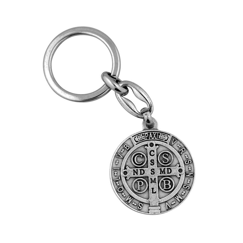 VILLAGE GIFT IMPORTERS Schlüsselanhänger St. Benedikt Medaille – handgefertigt in Italien, Silberfarben., Einheitsgröße VILLAGE GIFT IMPORTERS Schlüsselanhänger St. Benedikt Medaille – handgefertigt in Italien, Silberfarben., Einheitsgröße von VILLAGE GIFT IMPORTERS
