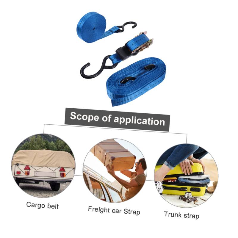 VILLCASE 1 Satz Autogurt Ratsche schwer Zurrgurte Spanngurte für Autos strapazierfähige Frachtgurte bewegliche Gurte festbinden Gurte für Lastwagen Rostfreier Stahl Blue von VILLCASE