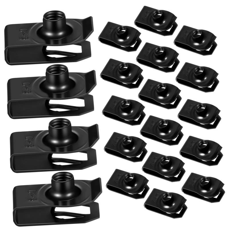 VILLCASE 20 Stück Car Reparing Clip Körper Autoplattenclips Clipmuttern U-Clips Stoßstange Drücken Aufsteckmuttern U Clipmutter Befestigen Du Klipst Trimmen Nuss-Clips Eisen Schwarz von VILLCASE