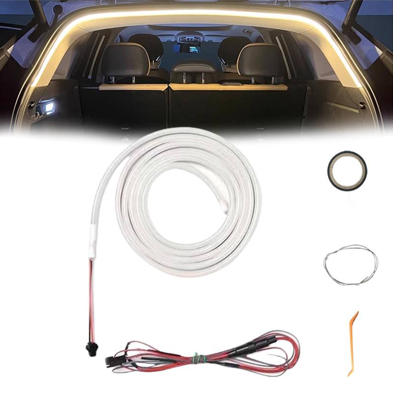 Dynamic Flowing Kofferraum LED Streifen mit Automatischem Sensor - Auto Tail Box Light Strip, 4 Farben, 2m/4m Länge, Universelle Silikon-Innenbeleuchtung für alle Fahrzeuge (Warmweiß, 4m Länge) von VIMAZ