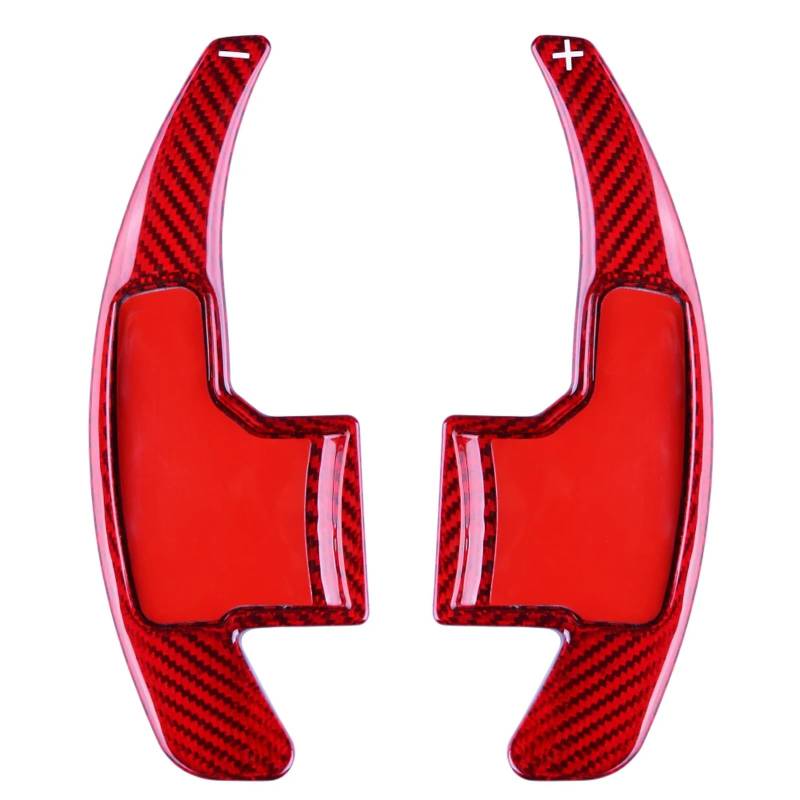 VINCTV Kompatibel Mit Ford Für Mustang Für EcoBoost GT GT500 Für Shelby GT 350 Lenkradverlängerung Paddel Schaltpaddel Kohlefaser DH0012 Auto Schaltwippen(RED Carbon) von VINCTV