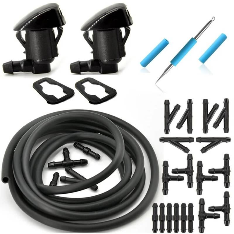 VINCTV Kompatibel Mit Jeep Für Grand Für Cherokee 2005–2016, Universelles Scheibenwaschsystem, Wischersprühgerät 55372143AB Scheibenwischer Spritzdüse(26Pcs-Joiner) von VINCTV