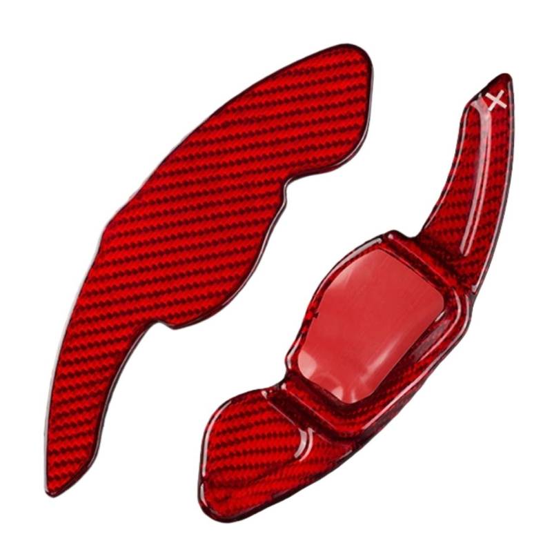 VINCTV Kompatibel Mit Skoda Für Monte Für Carlo Für Scout Carbon Fiber Lenkrad Paddle Shift Verlängern Schalthebel D6015 Auto Schaltwippen(Red Carbon) von VINCTV