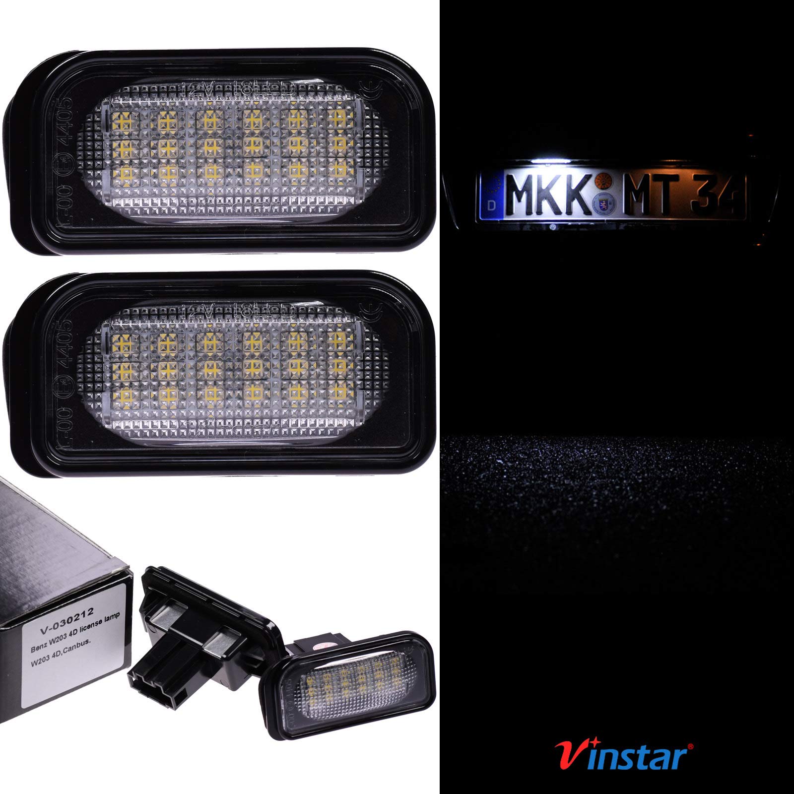 Vinstar LED Kennzeichenbeleuchtung E-geprüft CAN-Bus 18 LEDs je Modul 6000 Kelvin kompatibel mit W203 Limousine/Chrysler Crossfire Vinstar LED Kennzeichenbeleuchtung E-geprüft CAN-Bus 18 LEDs je Modul 6000 Kelvin kompatibel mit W203 Limousine/Chrysler Crossfire von Vinstar