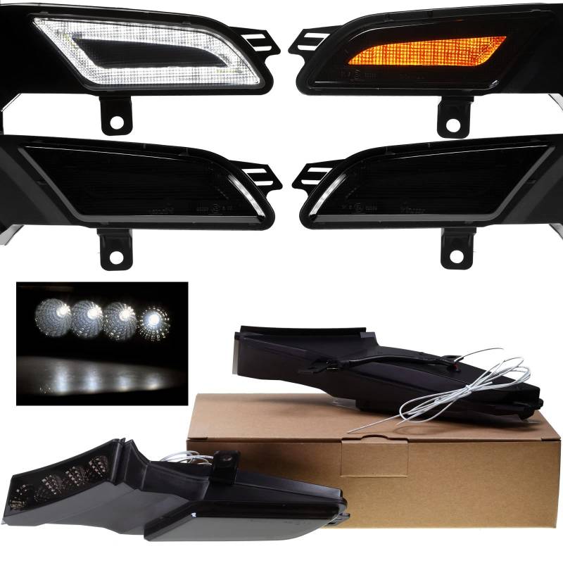 VINSTAR Smoke getönte Seiten Blinker DRL Tagfahrlicht LED kompatibel mit Porsche Cayenne 955 Facelift 2007-2010 von VINSTAR