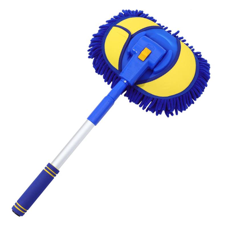 VINTORKY Teleskopischer Autowaschmop Teleskopischer Autowischer tragbar Waschanlage car wash kit car Washing kit Auto Mopp mit langem Griff Teleskop-Autowaschbürste Aluminiumlegierung Blue von VINTORKY