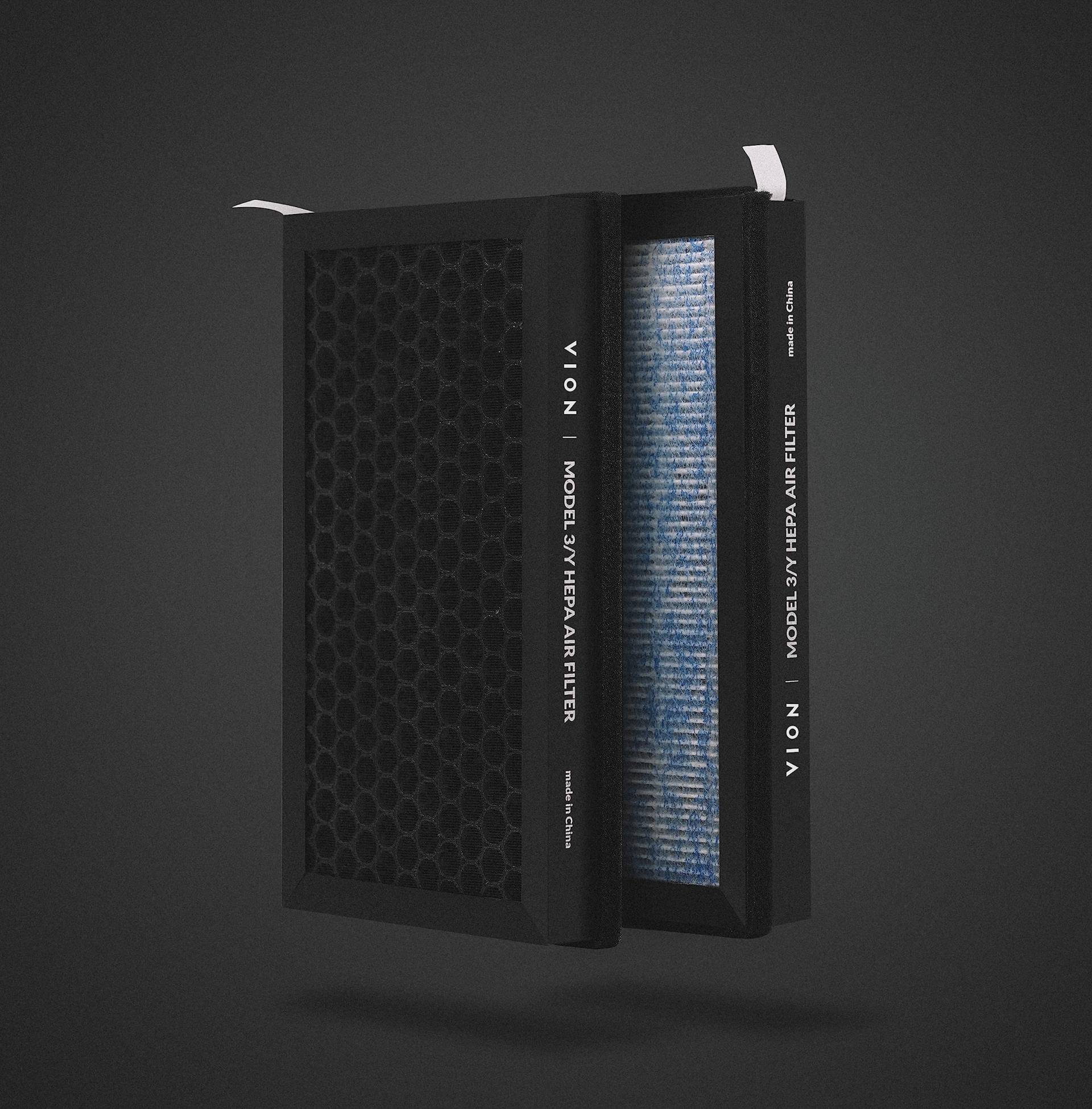 VION Tesla Model 3/Y HEPA Grade N98 Aktivkohle-Luftfilter, 2 Packungen mit Entfernungswerkzeugen Modell 3 und Model Y VION Tesla Model 3/Y HEPA Grade N98 Aktivkohle-Luftfilter, 2 Packungen mit Entfernungswerkzeugen Modell 3 und Model Y von VION