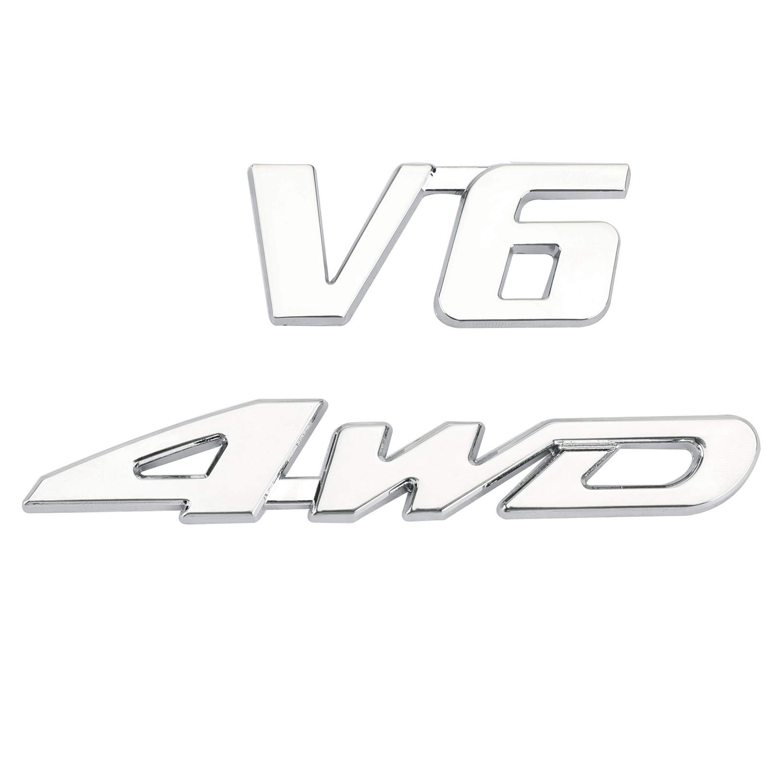 VIPIH 3D Chrom Metall 4WD Auto Kofferraum Hinten Kotflügel Emblem Abzeichen Aufkleber 4WD SUV V6 von VIPIH