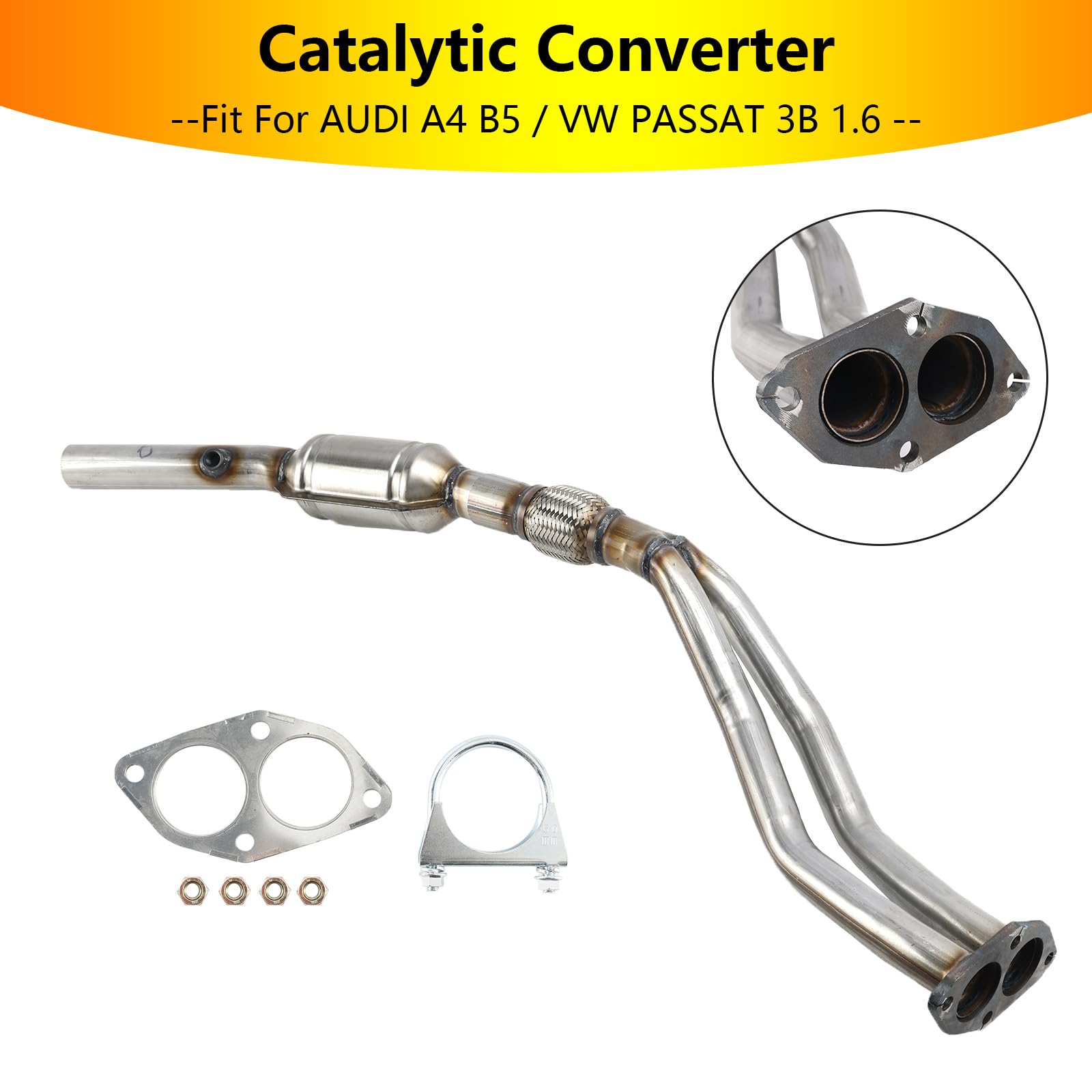 VIPIH Katalysator mit Y-Rohr Euro 4 passend fit für Audi A4 B5 1.6L/fit für VW Passat 3B (1996-2001) von VIPIH
