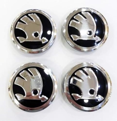 4 Stück Nabendeckel für Skoda Fabia, Octavia, Superb, Yeti 56 mm, Wasserdicht Verschleißfest Radnabe Abdeckung Roundel Hub Cap Staub Autozubehör von VIPOED