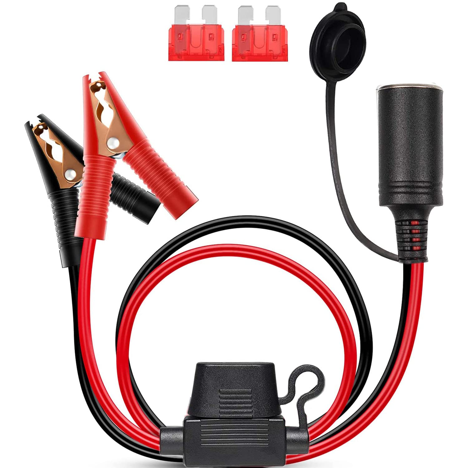 VISSQH 12V/24V krokodilklemmen kfz steckdose,zigarettenanzünder batterieklemme,12v dose mit kabel with 2x fuse protection for portable car battery, inverter, compressor, starterkabel 2.0 m VISSQH 12V/24V krokodilklemmen kfz steckdose,zigarettenanzünder batterieklemme,12v dose mit kabel with 2x fuse protection for portable car battery, inverter, compressor, starterkabel 2.0 m von VISSQH