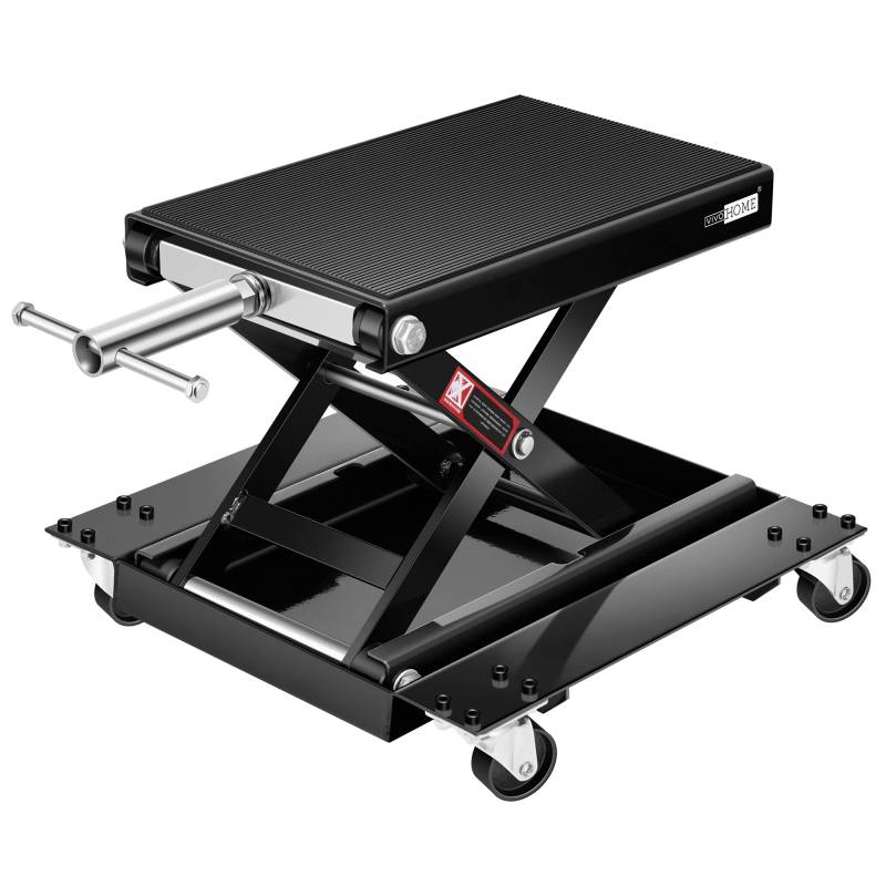 VIVOHOME 500 kg Motorrad Hebebühne Stahl Wide Deck ATV Scherenhebebühne Wagenheber mit Dolly und Handkurbel Fahrräder Garage Reparatur Hebeständer von VIVOHOME