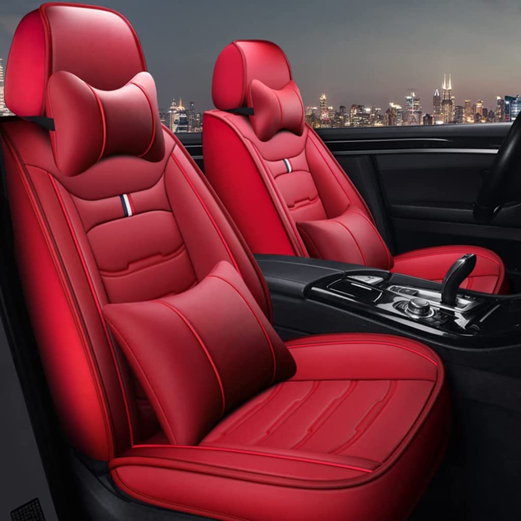 Autositzbezüge für Audi A6 C8 Avant Wagon 2018-2022,Full Set Leder schonbezüge Wasserdicht Vorne und Hinten 5 Sitze Sitzschoner Sitzschutz Innenraum zubehör,E-Red von VIZCO