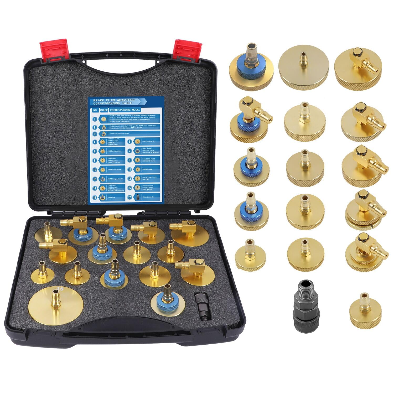 VKALTUL 17 PCS Bremsenentlüftungsgerät Adapter Set, Bremsentlüftung Adapter mit Ersatzadapter und 90°Winkelstückeadapter,Hervorragende Abdichtung VKALTUL 17 PCS Bremsenentlüftungsgerät Adapter Set, Bremsentlüftung Adapter mit Ersatzadapter und 90°Winkelstückeadapter,Hervorragende Abdichtung von VKALTUL