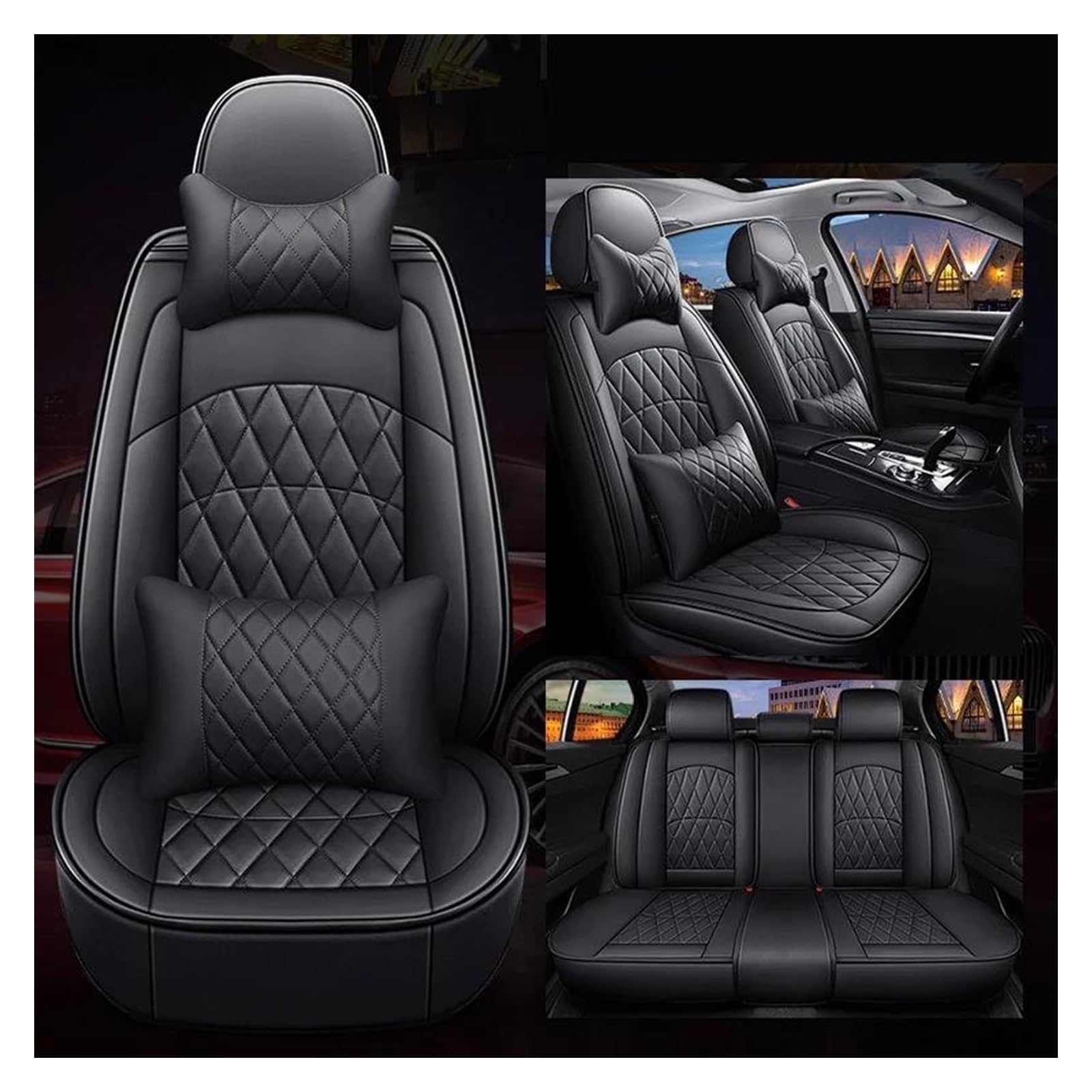 VKVZGPRARW Auto Sitzbezug Für A3 Sportback A1 A2 A4 A6 A8 Q3 Q5 Q7 Autozubehör Autositzbezüge Leder Autositzbezug(Black A) von VKVZGPRARW