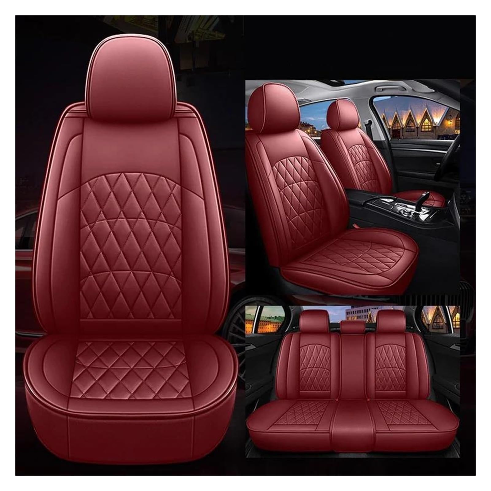 VKVZGPRARW Auto Sitzbezug Für A3 Sportback A1 A2 A4 A6 A8 Q3 Q5 Q7 Autozubehör Autositzbezüge Leder Autositzbezug(Lafite Red) von VKVZGPRARW