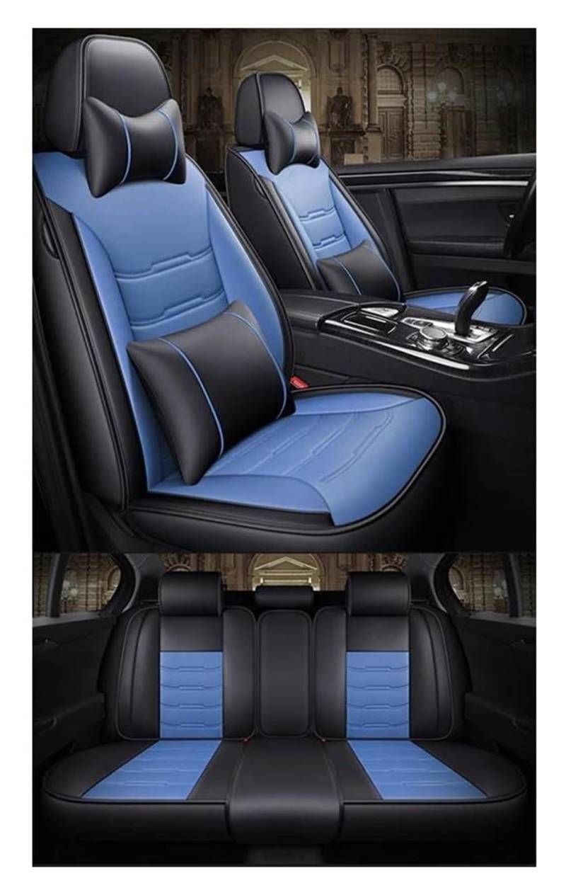 VKVZGPRARW Auto Sitzbezug Für B&MW 7er Für E38 E65 F01 F02 F03 F04 G11G12 Autoinnendetails Autositzbezüge Universal 5-Sitzer-Autositzbezug(Black Blue A) von VKVZGPRARW
