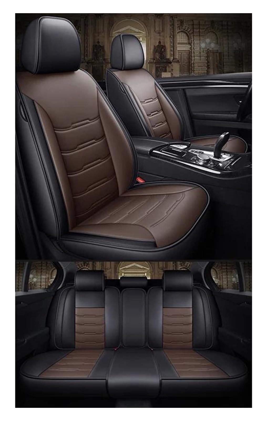 VKVZGPRARW Auto Sitzbezug Für B&MW 7er Für E38 E65 F01 F02 F03 F04 G11G12 Autoinnendetails Autositzbezüge Universal 5-Sitzer-Autositzbezug(Black Coffee) von VKVZGPRARW