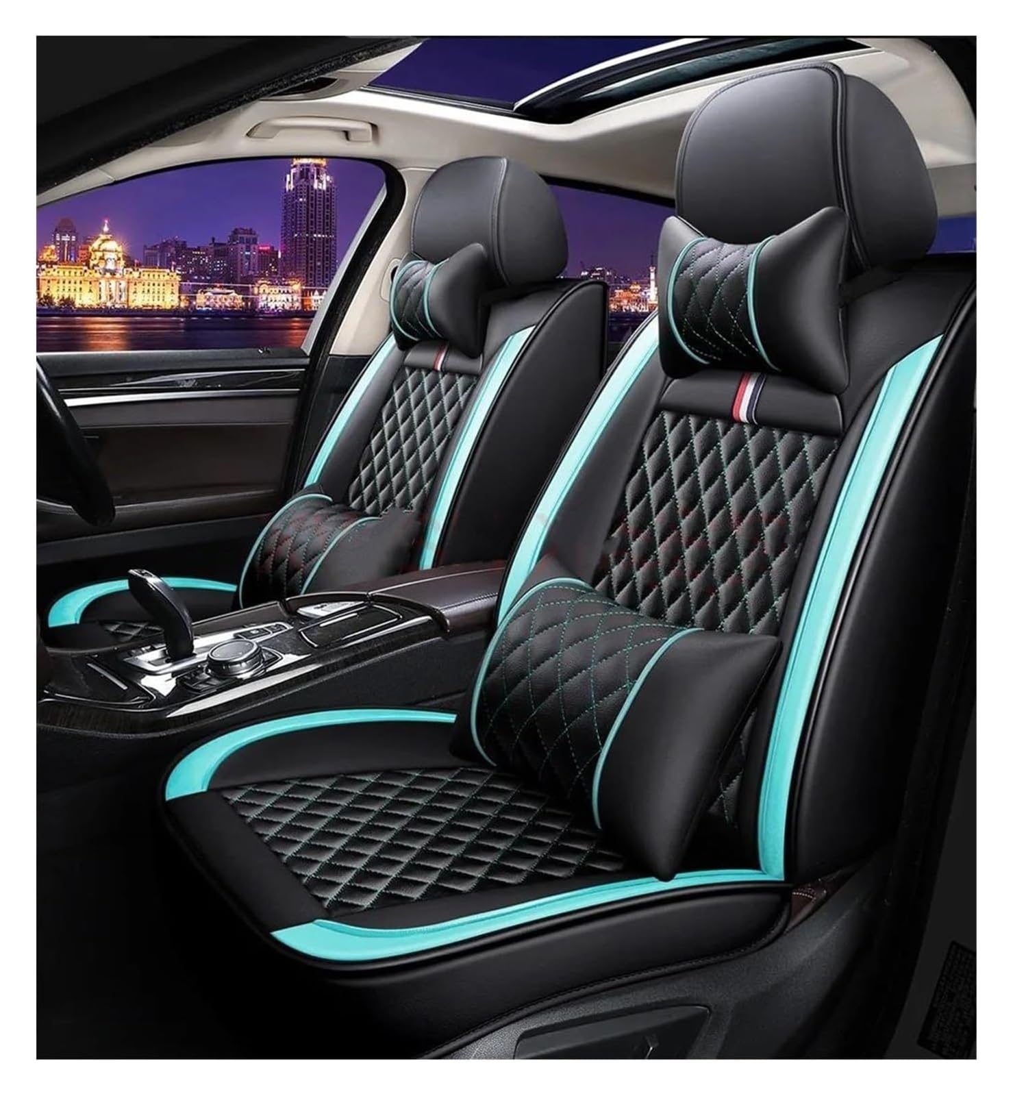 VKVZGPRARW Auto Sitzbezug Für B&mw Alle Automodelle Für X5 E87 X1 X2 X3 X4 X6 X7 M3 M4 M5 Autositzbezug Innenzubehör Autositzbezüge(Luxury Black Blue) von VKVZGPRARW