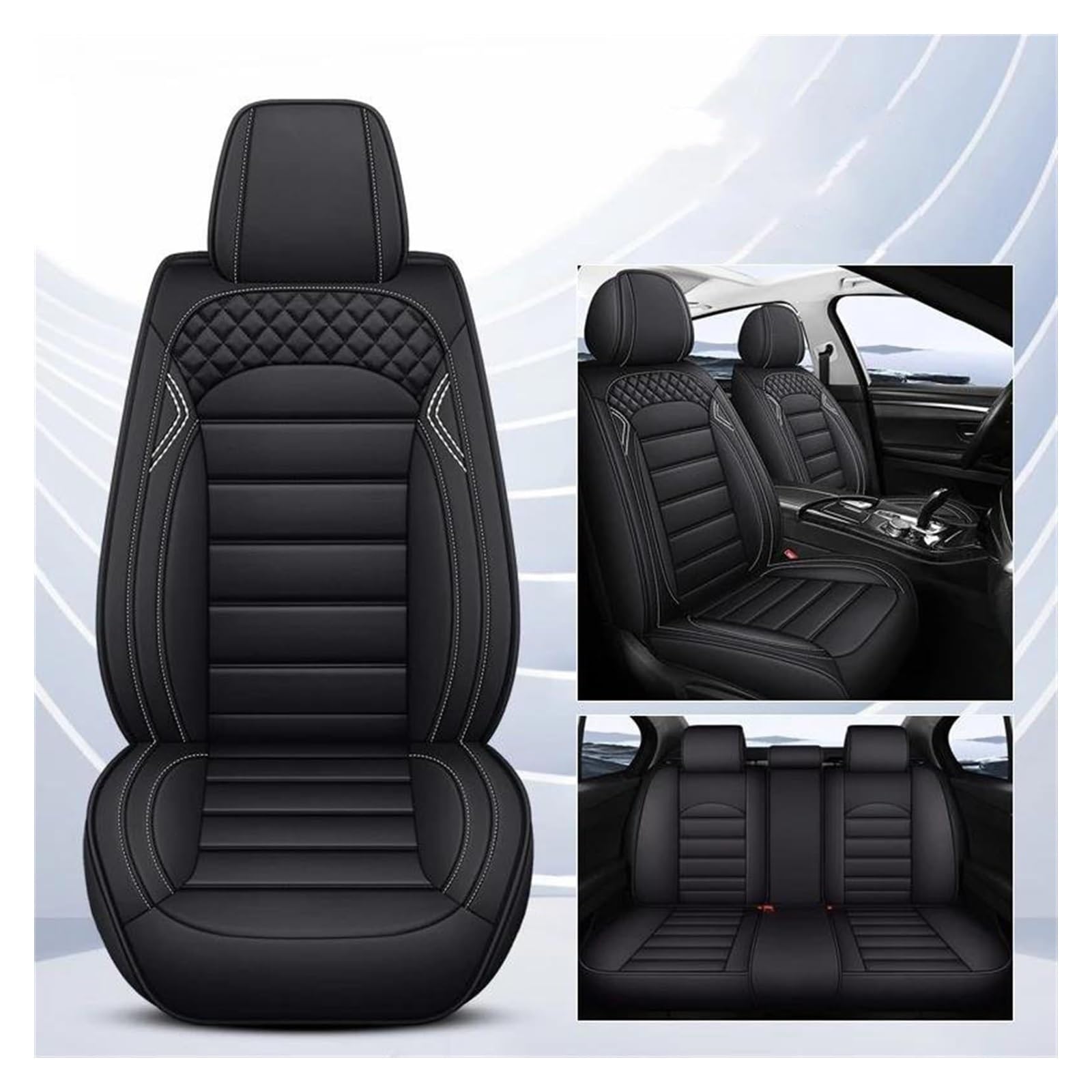 VKVZGPRARW Auto Sitzbezug Für Cruze Für Captiva Für TRAX Für Blazer Für Cavalier Autositzbezüge Set Mit 5 Sitzen Autositzbezug(Schwarz) von VKVZGPRARW