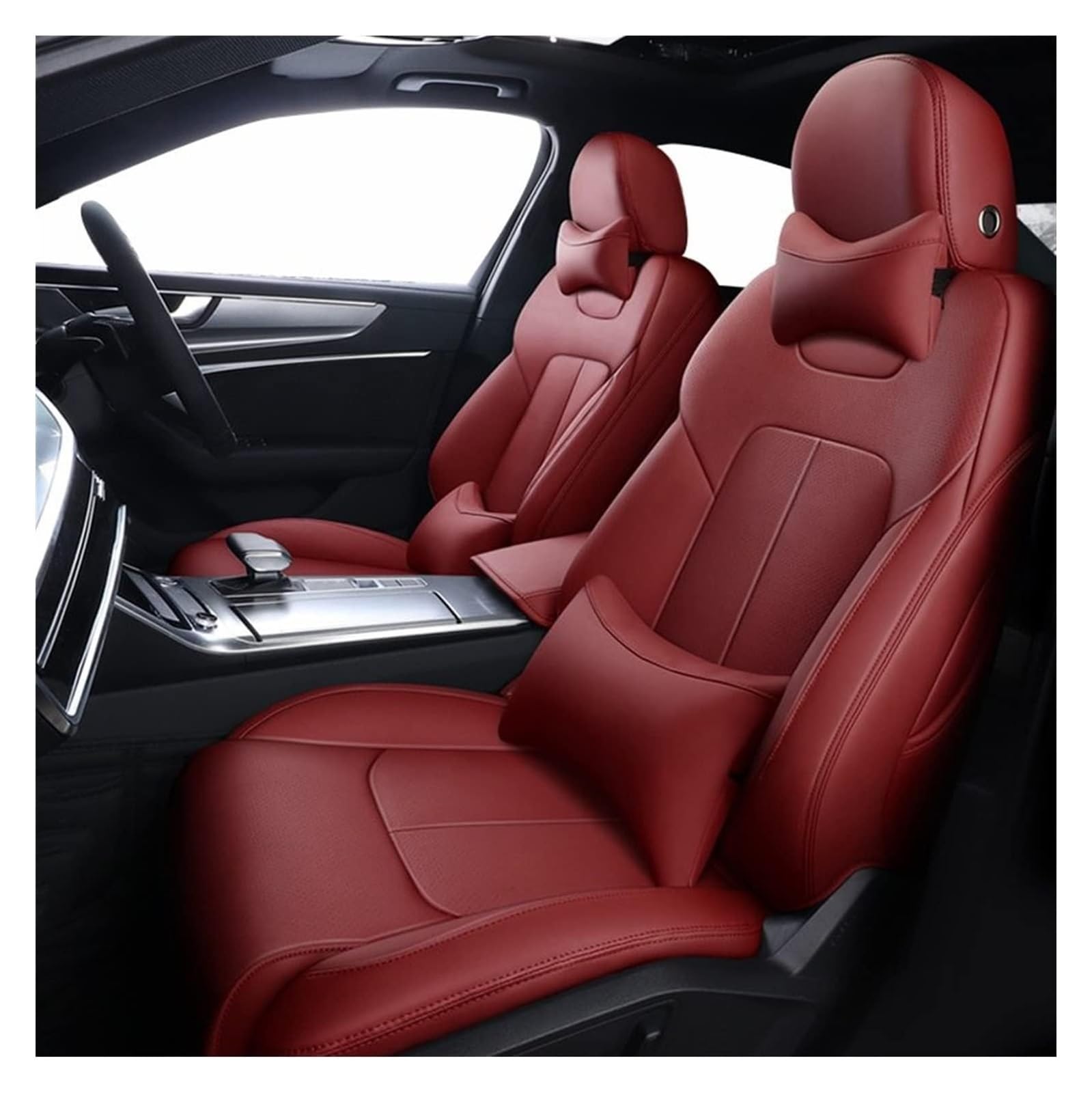 VKVZGPRARW Auto Sitzbezug Für Dodge Für Journey Für Caliber Für Avenger Für Challenger Für Charger Auto Sitzbezug Set Sitzkissen Abdeckung Schutz(Wine Red,Deluxe Edition) von VKVZGPRARW