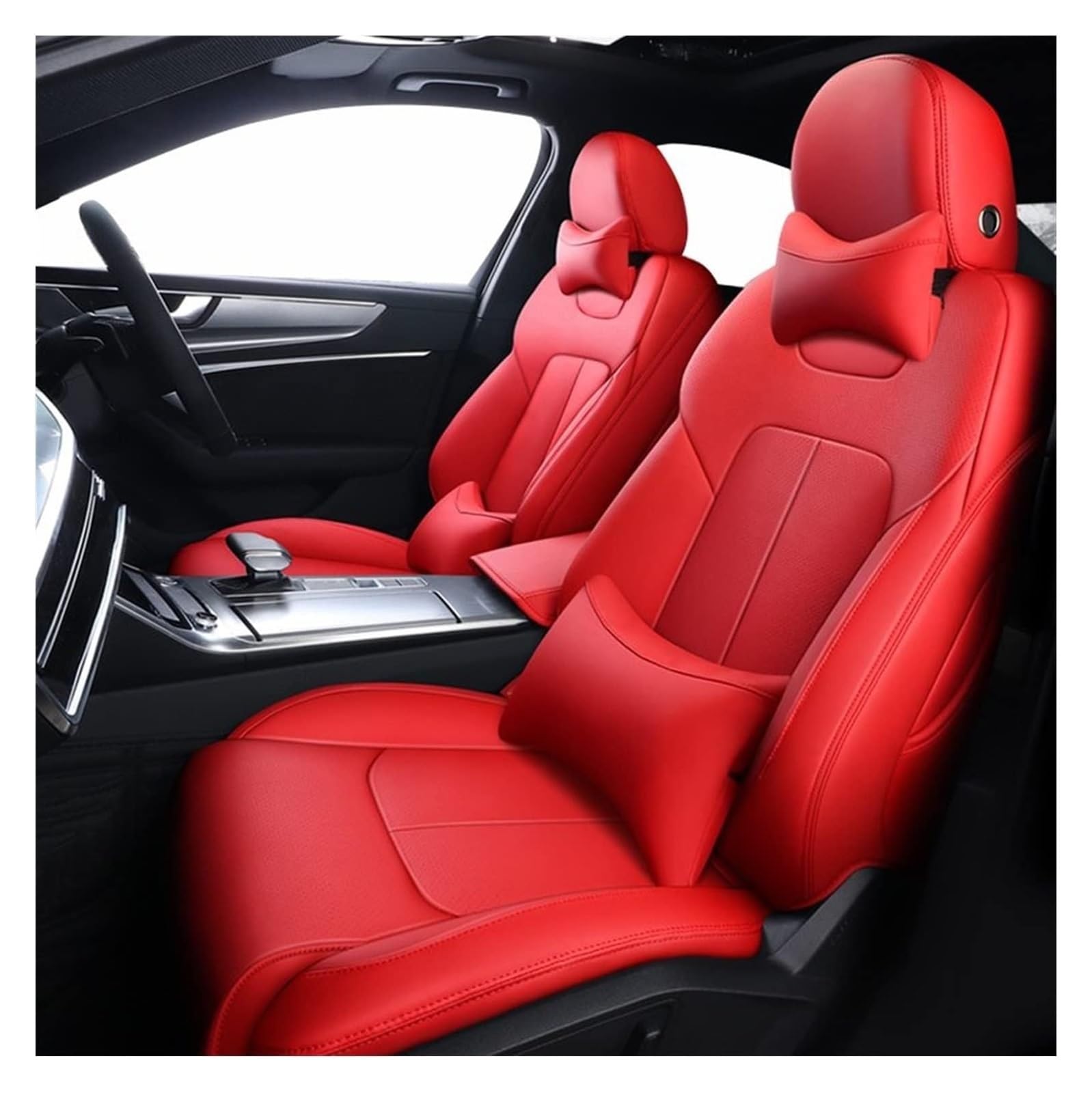 VKVZGPRARW Auto Sitzbezug Für Dodge Für Journey Für Caliber Für Avenger Für Challenger Für Charger Auto Sitzbezug Set Sitzkissen Abdeckung Schutz(rot,Deluxe Edition) von VKVZGPRARW